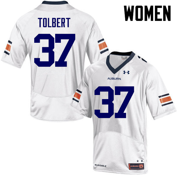 Women's Auburn Tigers #37 C.J. Tolbert White College Stitched Football Jersey